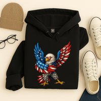 American Flag USA Dabbing Bald Eagle Patriotic 4th Of July Hoodie