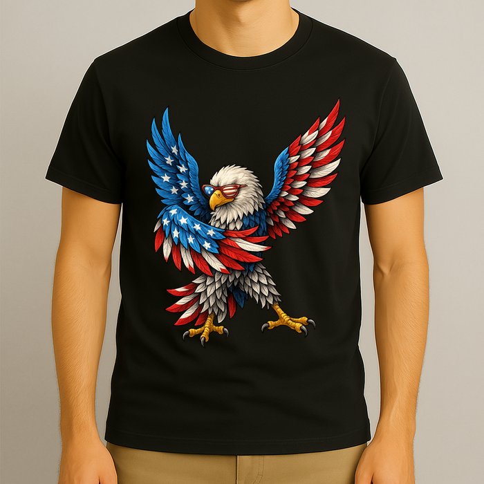 American Flag USA Dabbing Bald Eagle Patriotic 4th Of July T-Shirt