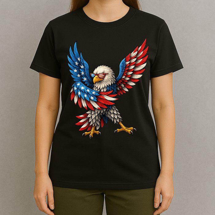 American Flag USA Dabbing Bald Eagle Patriotic 4th Of July T-Shirt