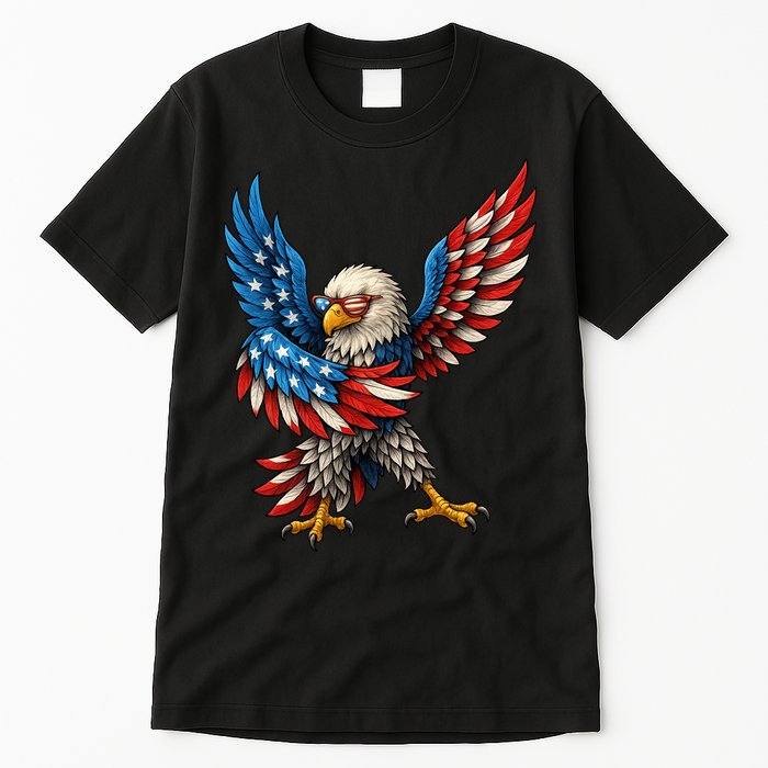 American Flag USA Dabbing Bald Eagle Patriotic 4th Of July Tall T-Shirt