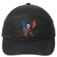 American Flag USA Dabbing Bald Eagle Patriotic 4th Of July 7-Panel Snapback Hat