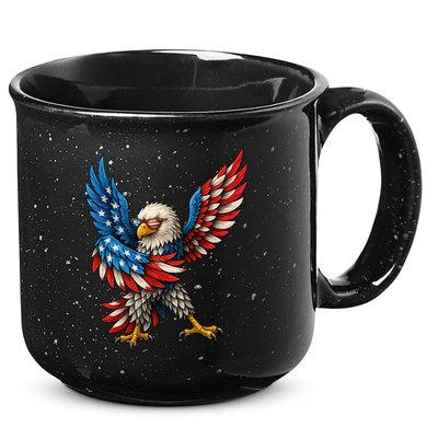 American Flag USA Dabbing Bald Eagle Patriotic 4th Of July 15oz Campfire Ceramic Mug