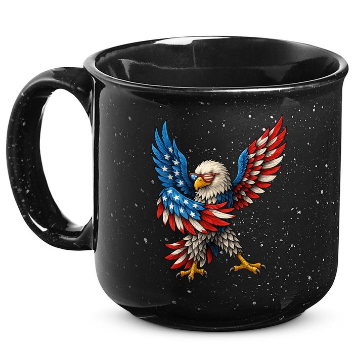 American Flag USA Dabbing Bald Eagle Patriotic 4th Of July 15oz Campfire Ceramic Mug
