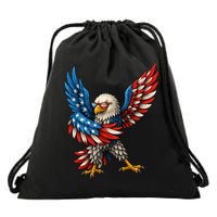 American Flag USA Dabbing Bald Eagle Patriotic 4th Of July Drawstring Bag