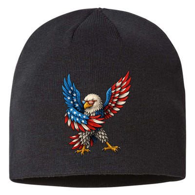 American Flag USA Dabbing Bald Eagle Patriotic 4th Of July Sustainable Beanie