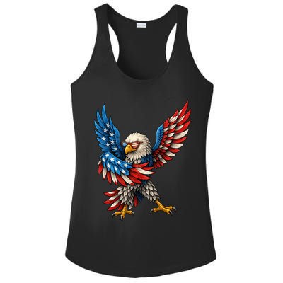 American Flag USA Dabbing Bald Eagle Patriotic 4th Of July Ladies PosiCharge Competitor Racerback Tank