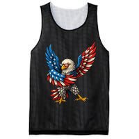 American Flag USA Dabbing Bald Eagle Patriotic 4th Of July Mesh Reversible Basketball Jersey Tank