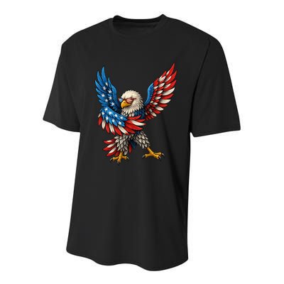 American Flag USA Dabbing Bald Eagle Patriotic 4th Of July Youth Performance Sprint T-Shirt