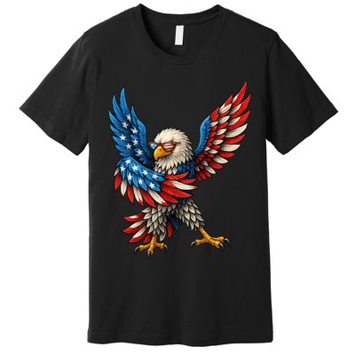 American Flag USA Dabbing Bald Eagle Patriotic 4th Of July Premium T-Shirt