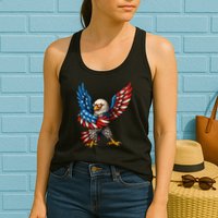 American Flag USA Dabbing Bald Eagle Patriotic 4th Of July Womens Tank Top