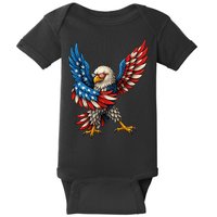 American Flag USA Dabbing Bald Eagle Patriotic 4th Of July Baby Bodysuit