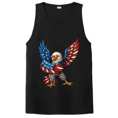 American Flag USA Dabbing Bald Eagle Patriotic 4th Of July PosiCharge Competitor Tank