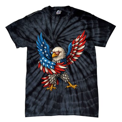 American Flag USA Dabbing Bald Eagle Patriotic 4th Of July Tie-Dye T-Shirt