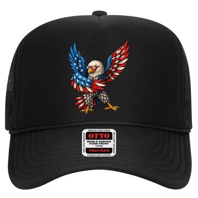 American Flag USA Dabbing Bald Eagle Patriotic 4th Of July Trucker Hat