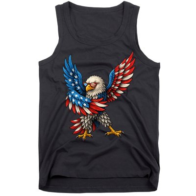 American Flag USA Dabbing Bald Eagle Patriotic 4th Of July Tank Top