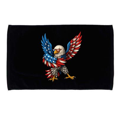 American Flag USA Dabbing Bald Eagle Patriotic 4th Of July Microfiber Hand Towel
