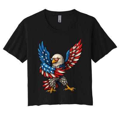 American Flag USA Dabbing Bald Eagle Patriotic 4th Of July Crop Top
