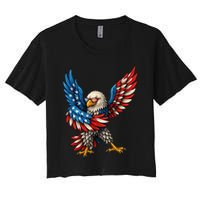 American Flag USA Dabbing Bald Eagle Patriotic 4th Of July Crop Top