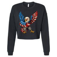 American Flag USA Dabbing Bald Eagle Patriotic 4th Of July Cropped Pullover Crew