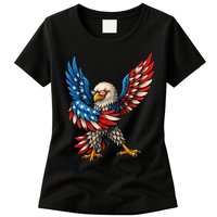 American Flag USA Dabbing Bald Eagle Patriotic 4th Of July Womens T-Shirt