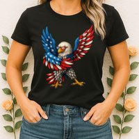 American Flag USA Dabbing Bald Eagle Patriotic 4th Of July Womens T-Shirt