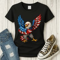 American Flag USA Dabbing Bald Eagle Patriotic 4th Of July Womens T-Shirt