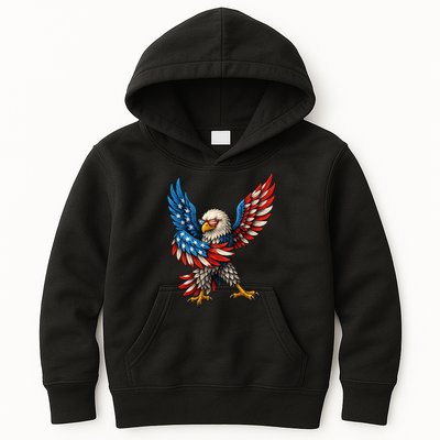 American Flag USA Dabbing Bald Eagle Patriotic 4th Of July Kids Hoodie