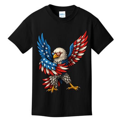 American Flag USA Dabbing Bald Eagle Patriotic 4th Of July Kids T-Shirt