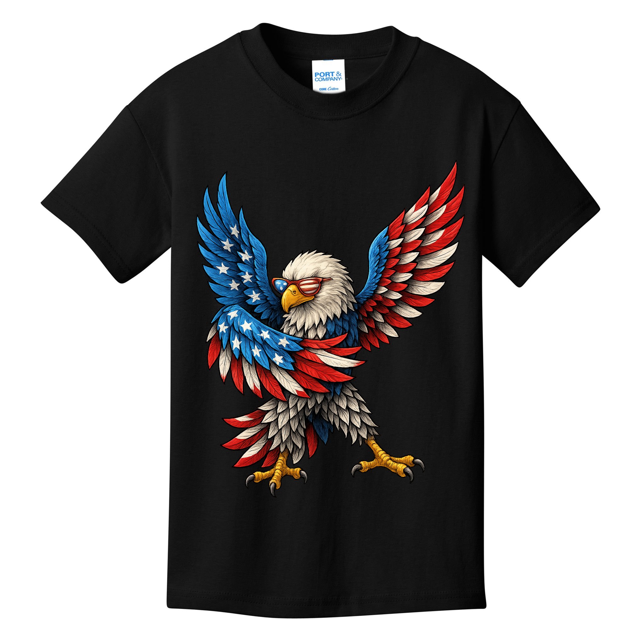 American Flag USA Dabbing Bald Eagle Patriotic 4th Of July Kids T-Shirt