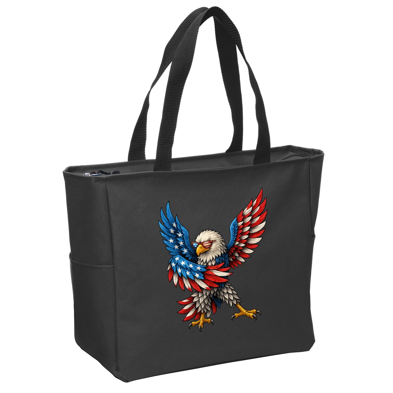 American Flag USA Dabbing Bald Eagle Patriotic 4th Of July Zip Tote Bag
