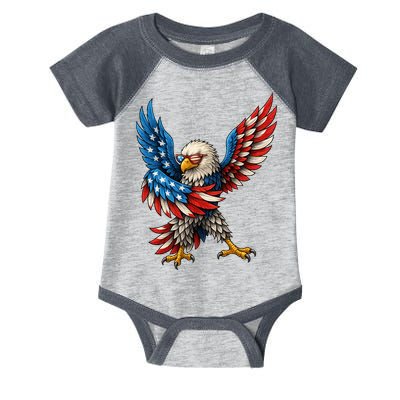 American Flag USA Dabbing Bald Eagle Patriotic 4th Of July Infant Baby Jersey Bodysuit