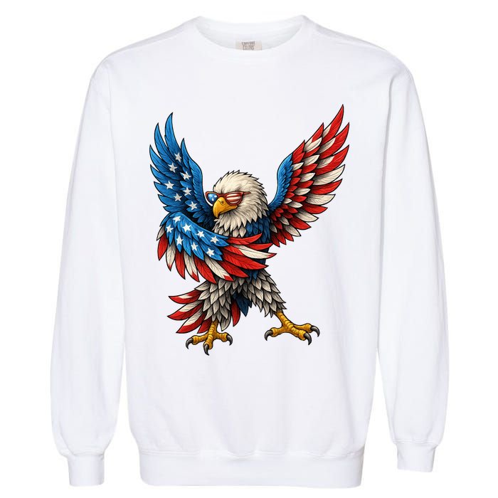 American Flag USA Dabbing Bald Eagle Patriotic 4th Of July Garment-Dyed Sweatshirt