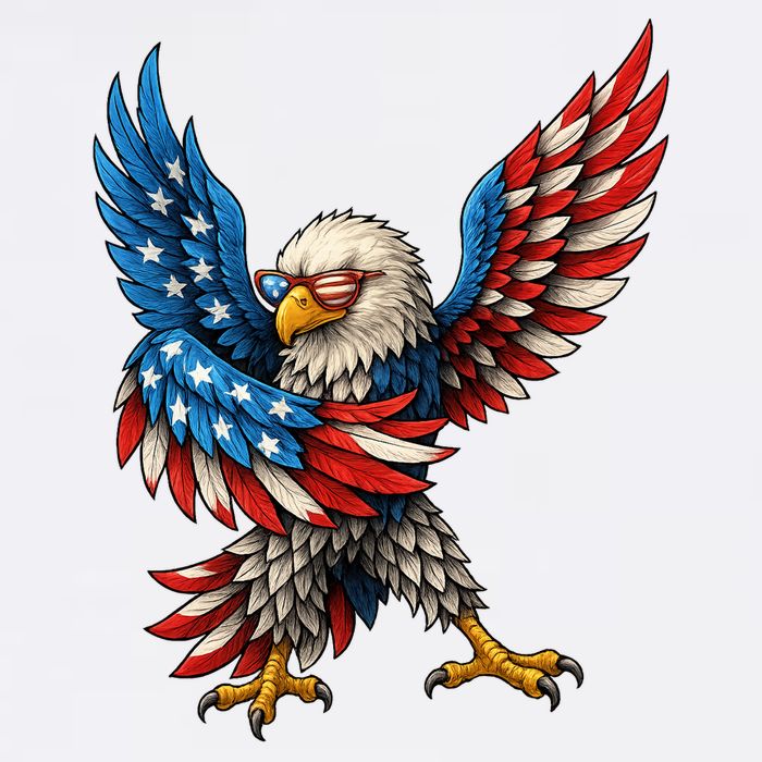 American Flag USA Dabbing Bald Eagle Patriotic 4th Of July Garment-Dyed Sweatshirt