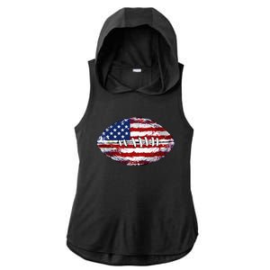 American Football Usa Flag Ladies PosiCharge Tri-Blend Wicking Draft Hoodie Tank