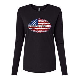 American Football Usa Flag Womens Cotton Relaxed Long Sleeve T-Shirt