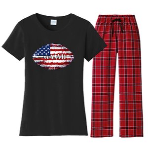 American Football Usa Flag Women's Flannel Pajama Set