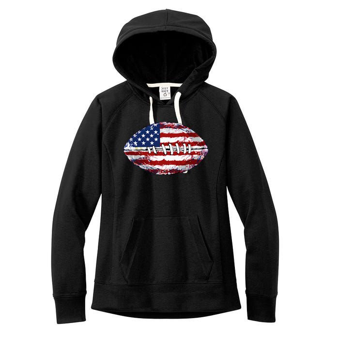 American Football Usa Flag Women's Fleece Hoodie