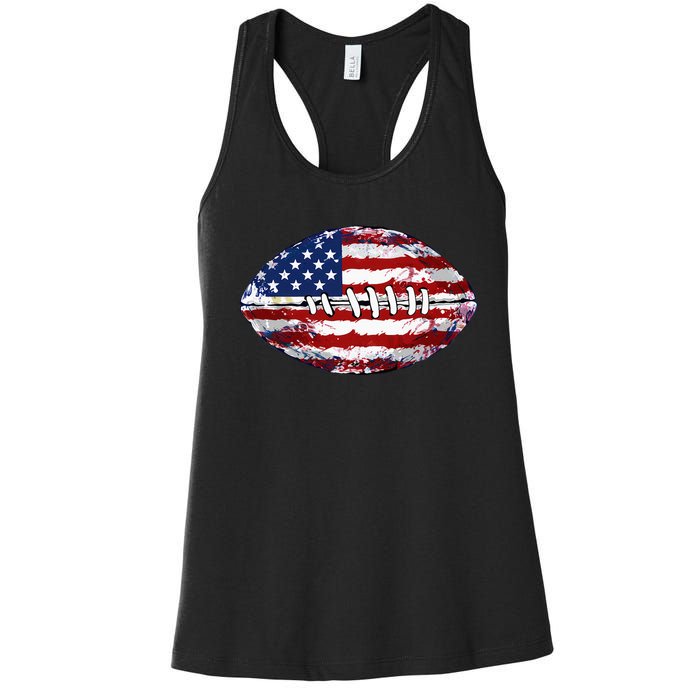 American Football Usa Flag Women's Racerback Tank