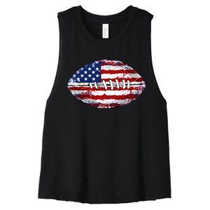 American Football Usa Flag Women's Racerback Cropped Tank