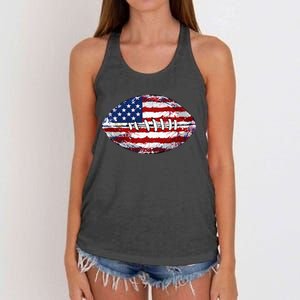 American Football Usa Flag Women's Knotted Racerback Tank