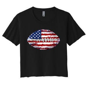 American Football Usa Flag Women's Crop Top Tee