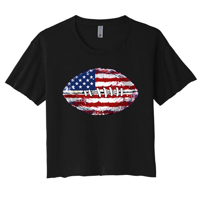 American Football Usa Flag Women's Crop Top Tee