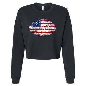 American Football Usa Flag Cropped Pullover Crew