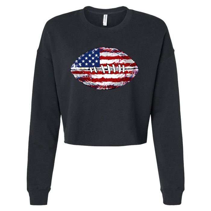 American Football Usa Flag Cropped Pullover Crew