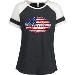 American Football Usa Flag Enza Ladies Jersey Colorblock Tee