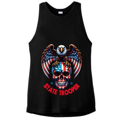 American Flag Usa Law Enforcement State Trooper Ladies PosiCharge Tri-Blend Wicking Tank