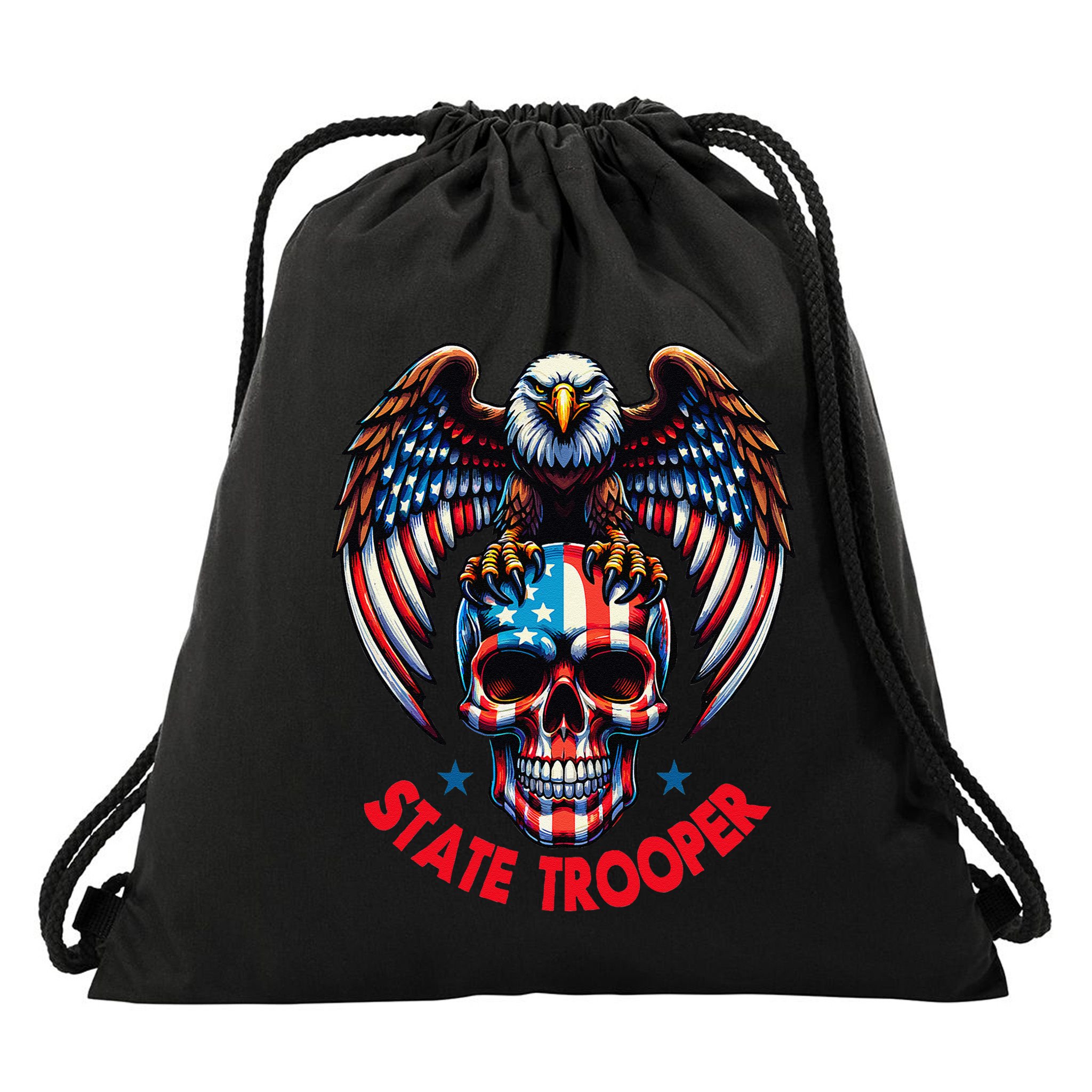 American Flag Usa Law Enforcement State Trooper Drawstring Bag