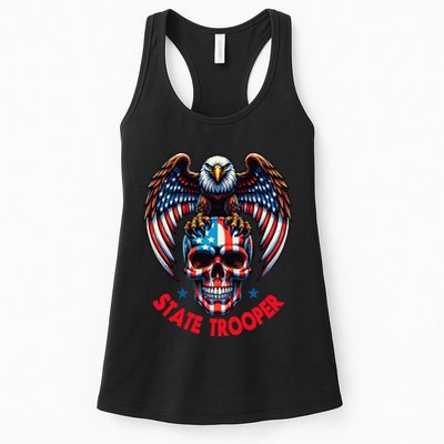 American Flag Usa Law Enforcement State Trooper Womens Tank Top