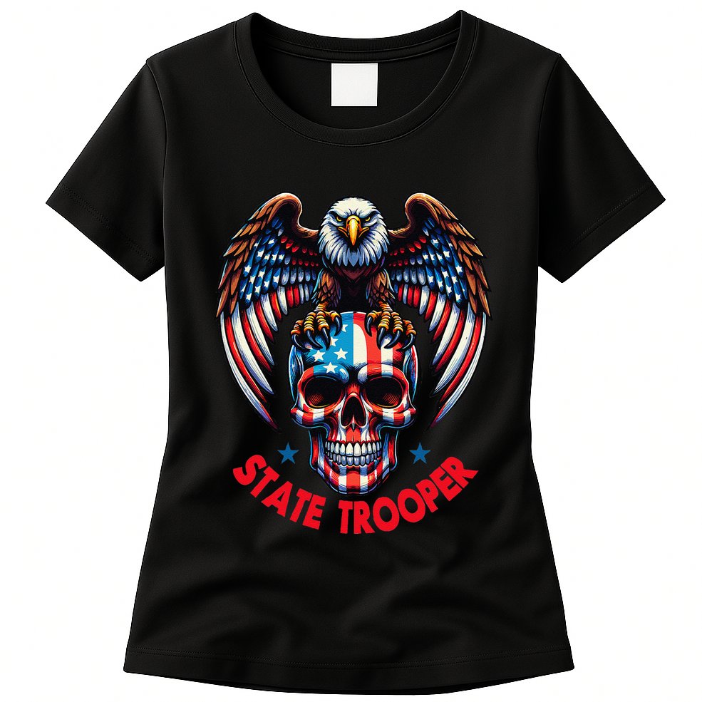American Flag Usa Law Enforcement State Trooper Womens T-Shirt