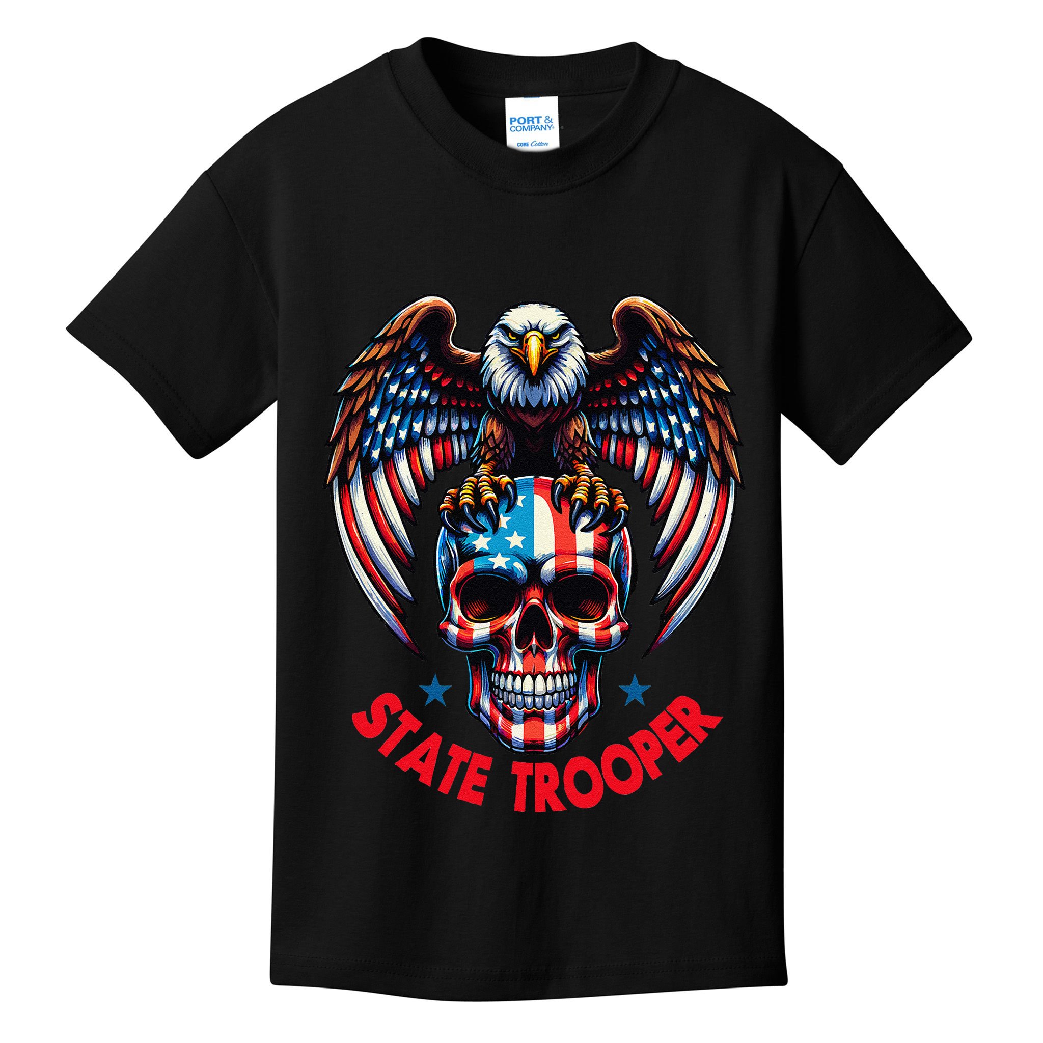 American Flag Usa Law Enforcement State Trooper Kids T-Shirt